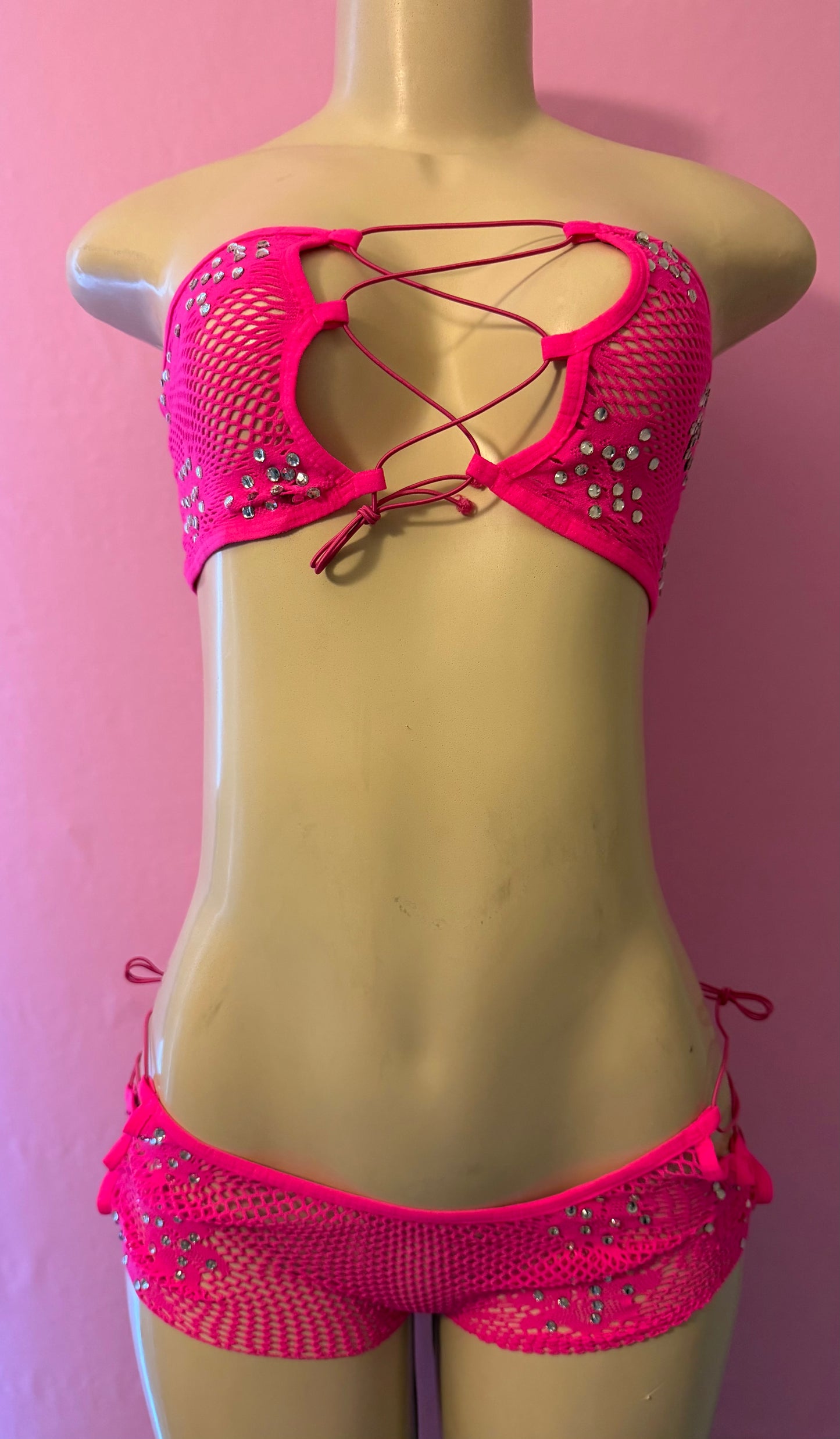 Hot Pink Lace Short Set
