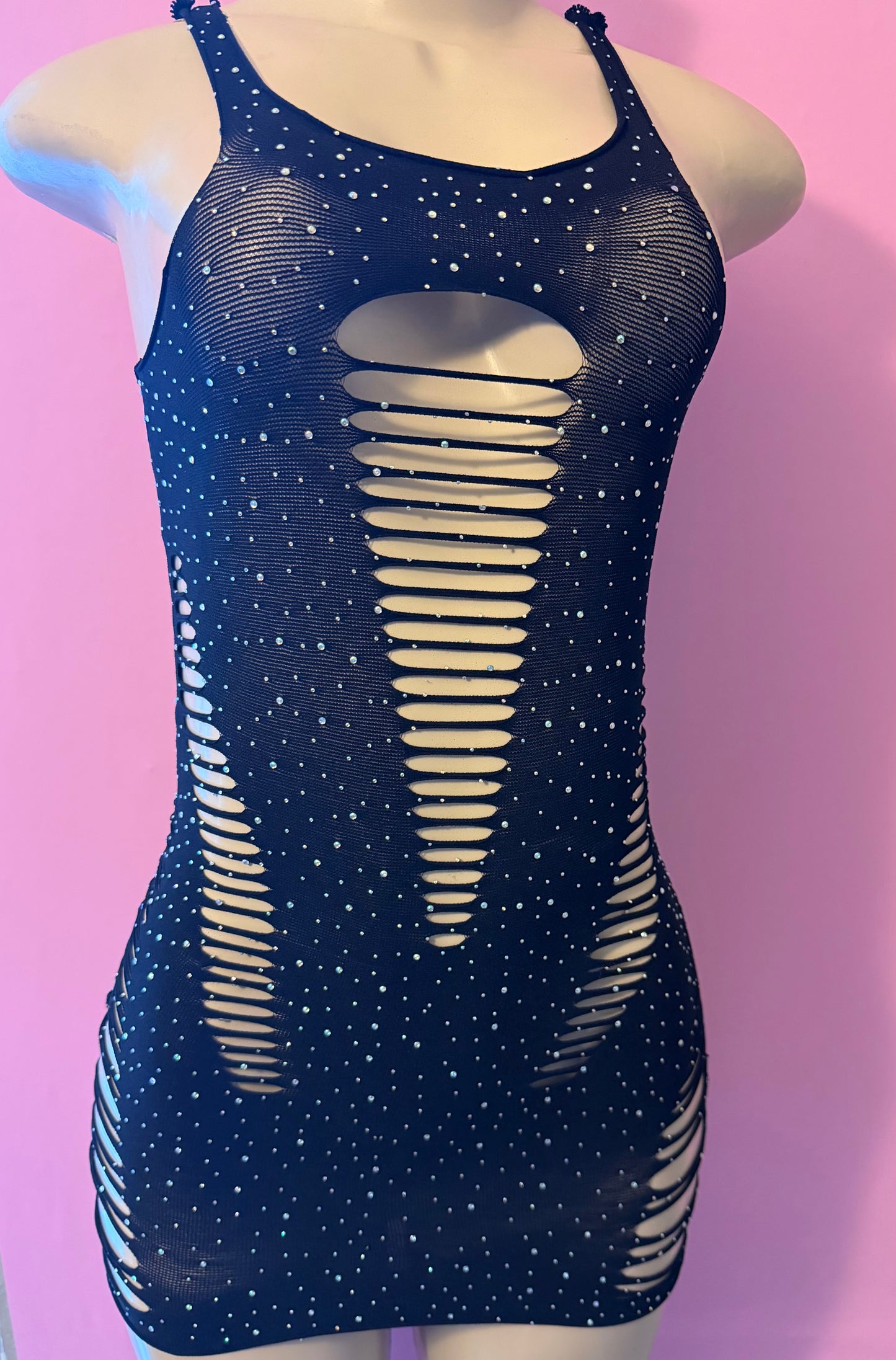 Black dress with rhinestones