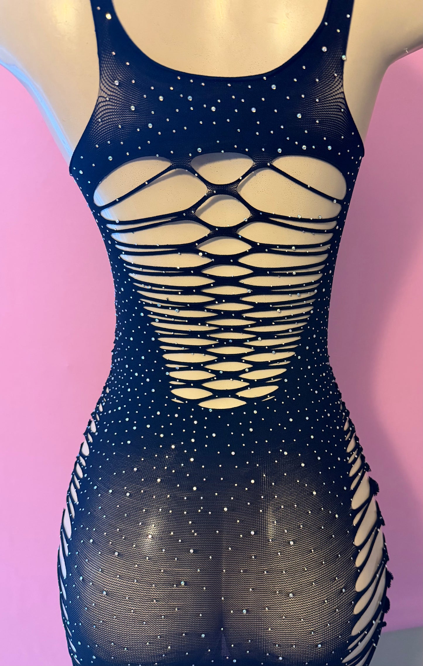 Black dress with rhinestones