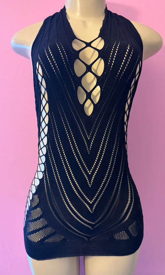 Black halter top dress