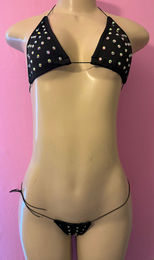 Black Rhinestone Bikini