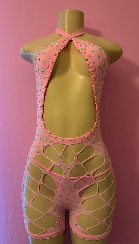 Pink Lace Romper